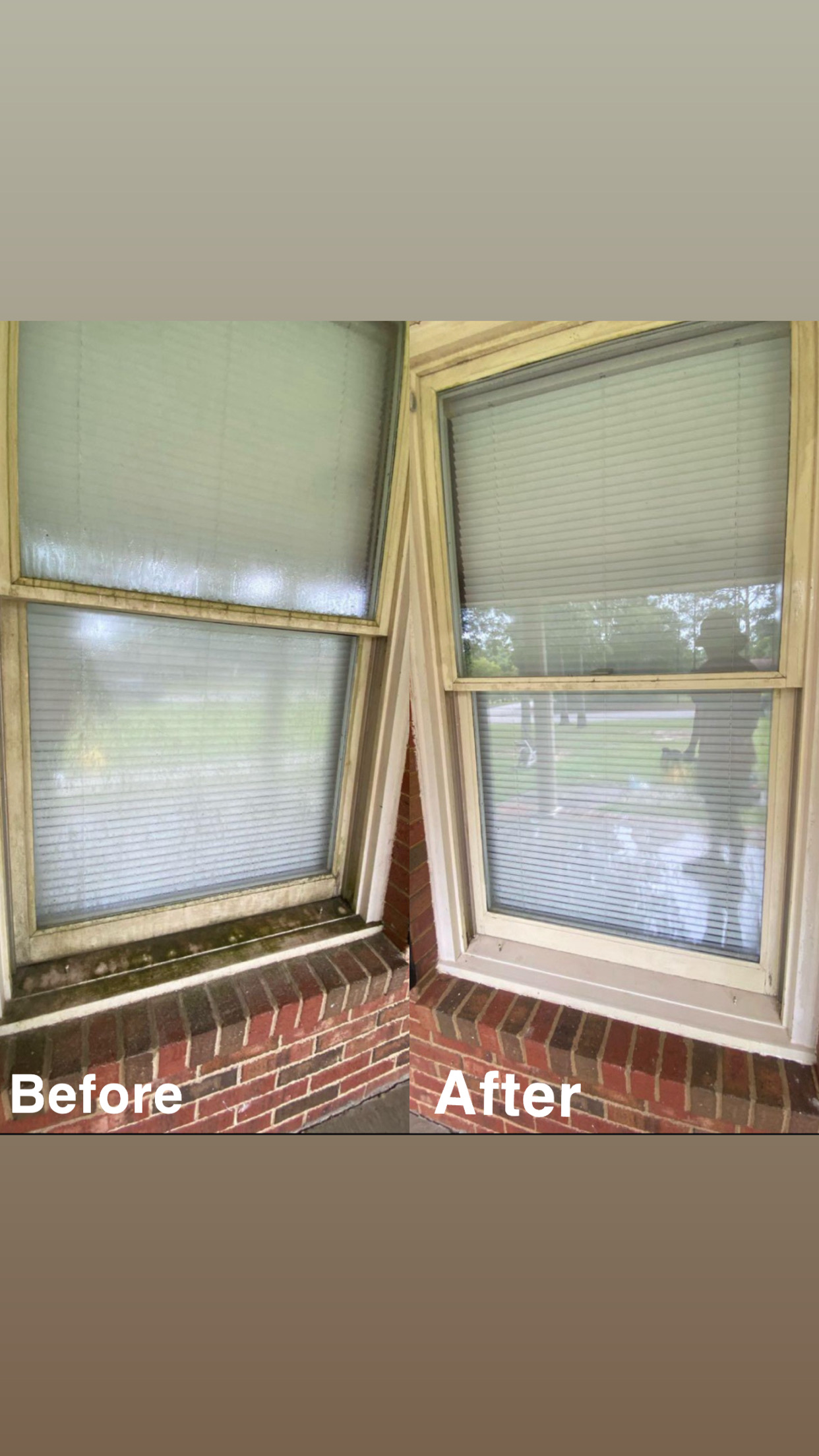 Window area before and after pressure washing